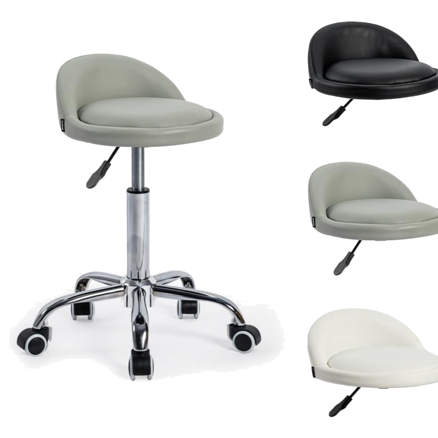 Drehhocker mit Rollen Bürohocker Höhenverstellbar ergon. Rollhocker Grau