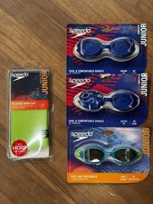 Junior Size Speedo Bundle - 3X Goggles Cap - 2 Cool Comfortable 1 Fast Fun