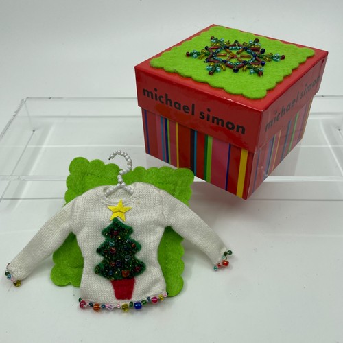 Michael Simon Weihnachtsbaum weiß verziert Pullover Ornament mit Geschenkbox