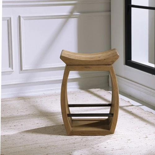 Uttermost 24988 Connor 18"W Elm Wood Accent Stool - Reclaimed Elm - Picture 2 of 6