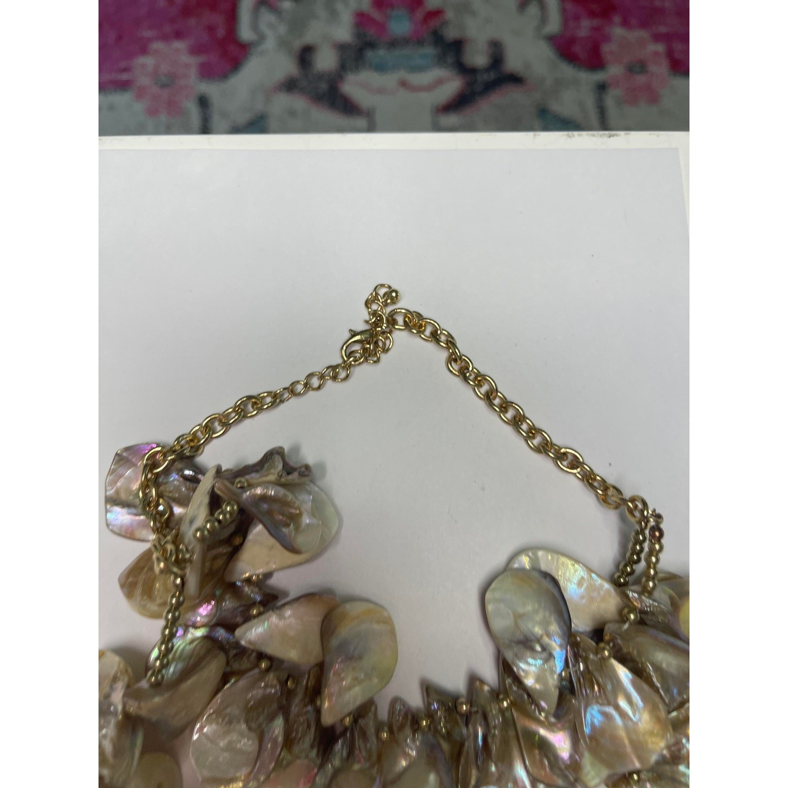 Shell statement necklace natural shells set in go… - image 4