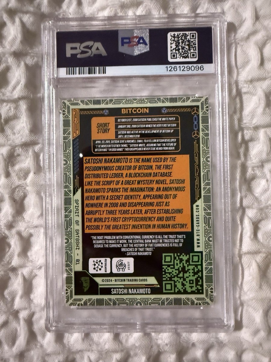 SATOSHI NAKAMOTO #1 2024 Bitcoin Trading Cards Spirit Of Satoshi