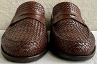 J Peterman Company Made in Italy Brown Woven Leather Penny Loafers US 10.5 M — photo 5