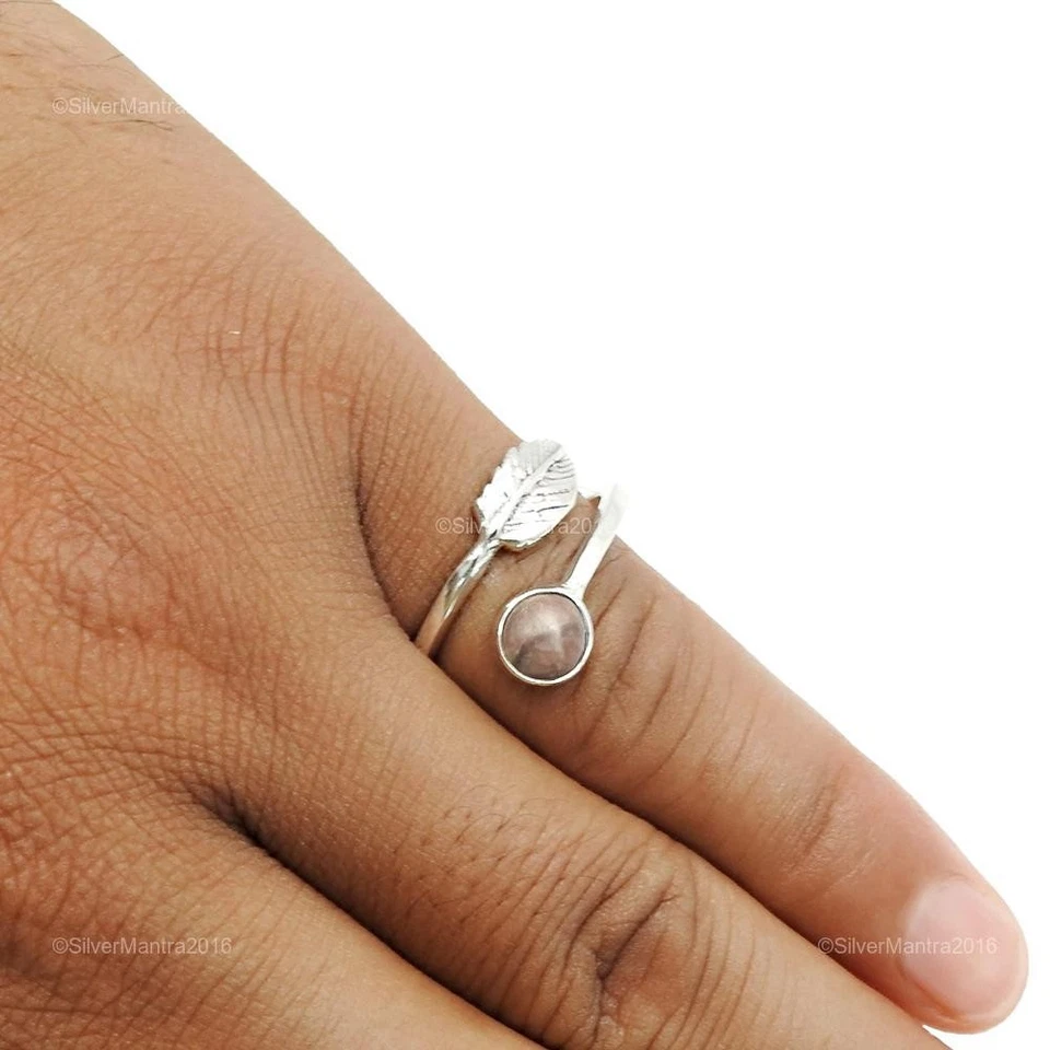 Weihnachtsgeschenk Ausverkauf 925 Silber Natürlich Rhodochrosit Blatt Ring US 7 - Bild 4 von 4