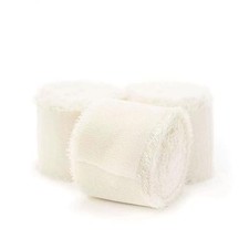 Chiffon Ribbon 3 Rolls 1.5 Inch x 5.5 Yard Ivory Flower Bouquet Wrap