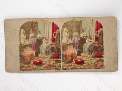 J Elliott Damen Ankleidezimmer handgetönt Stereoansicht um 1850