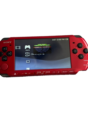 Red/black PSP 3000 console ark-4 cfw+ostent battery, games 