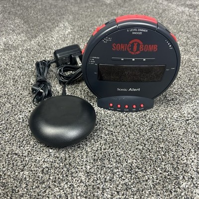 Sonic Bomb Sonic Alert Alarm Clock w/Vibrator & AC Adapter (SBB500ss-v3) Tested