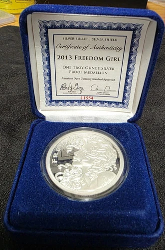 2013 Freedom Girl From Silver Bullet/Silver Shield 1 oz. Proof Medallion W/#COA