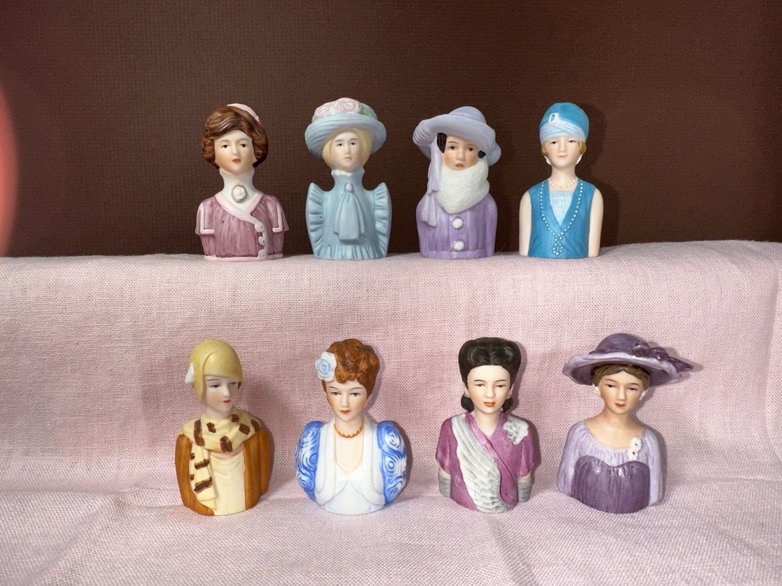 1980s Avon American Fashion Thimble Set of 8, no box or shelf