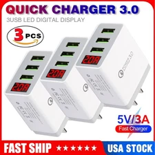 3PCS 3 Port USB Home Wall Fast Charger for Cell Phone iPhone Samsung Android
