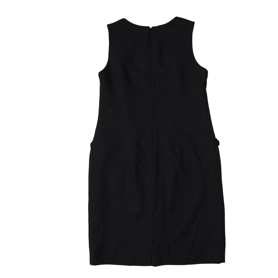 Talbots Black 100% Wool Dress Sz 14 Shift Pockets Sleeveless Crew Neck Defected - Image 2 of 4