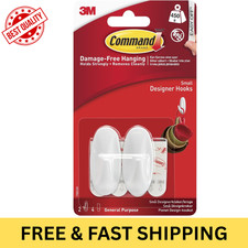 Command Small Designer Hooks, White - Pack of 2 Hooks and 4 Adhesive Strips - 4.78 per strip