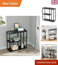 Elegant Industrial Console Table - 30cm Wide, 80x80cm - 3-Tier Storage Shelves