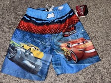 NWT Disney Cars XS 4/5 Boys Swim Trunks Swimming Shorts Lightning McQueen Cruze