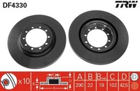 2X Bremsscheibe Vorne TRW DF4330 FÜR Renault Trucks Bremsscheiben Scheibenbremse