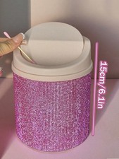 Multicolor Pink Rhinestone Car Trash Can With...