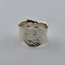 Sterling Silver Ring 925 Textured Wave Organic Abstract Band Sz 6