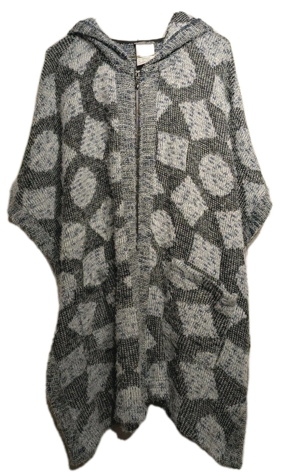 Zoe Michael Philllips Sweater Vest Women L/XL Oversize Hood Zip Pocket Geometric