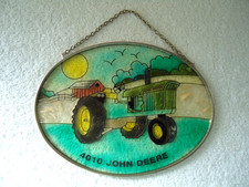 John Deere 4010 Oval Stained Glass Look Hanging Plaque " Great Gift Item "