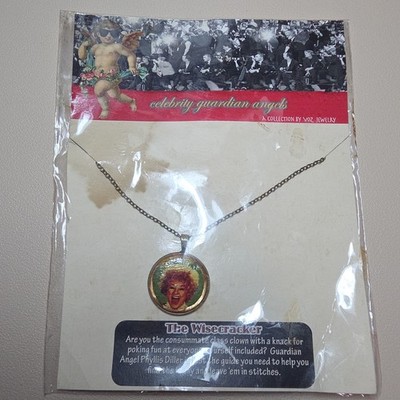 Guardian Angel Phyllis Diller Celebrity pendant necklace vintage in Original 