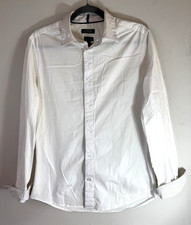 Outrage London Shirt Men  s UK M White Stretch Fabric Long Sleeve Decorated Cuffs