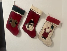 Rare Vintage and Collector Woof and Poof Christmas Stockings Set of 3 Handmade