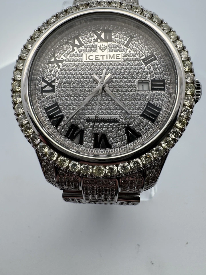 Ice Time 43mm Men's Automatic Silver Watch Iced Out w/Diamonds - NICE!!! - Image 4 of 4