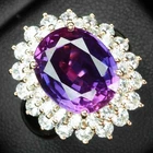 925 Sterling Silver Rose Gold Rings Luxurious Lavender Purple Sapphire 7.35Ct