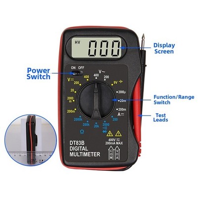 DT83B Digital Multimeter mit 2000kOhm Reichweite und 400V AC/DC Messung