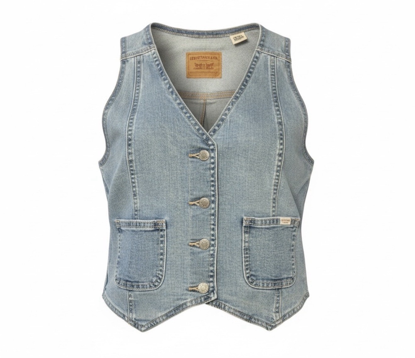 Levi's Blue Button Basic Vest Pockets Women's Sle… - image 2