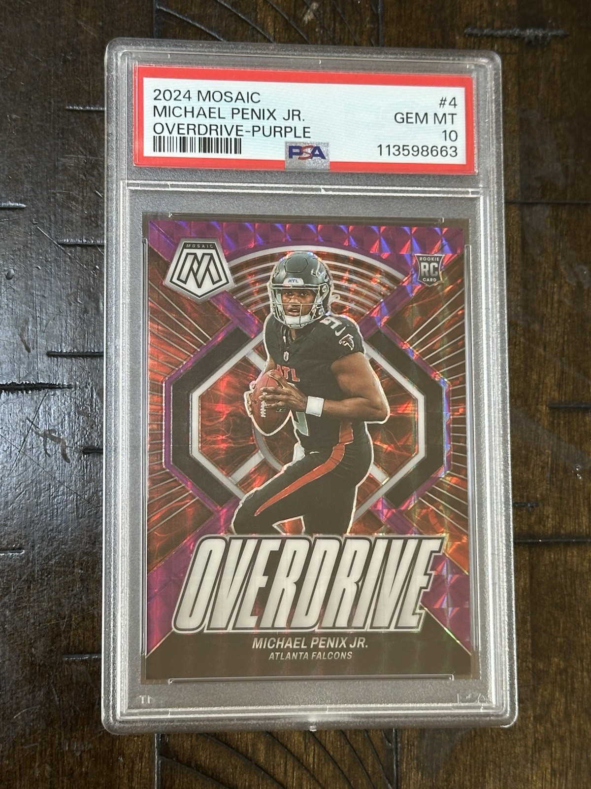 2024 Panini Mosaic Overdrive Michael Penix Jr. Purple #7/49 RC PSA 10