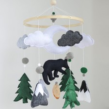 Woodland Mobile for Crib Bear Baby White