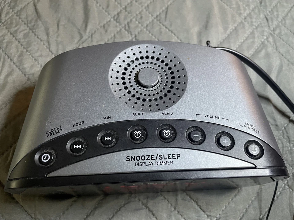 Timex AM/FM Dual Alarm Clock Radio with 1.2-Inch Display and Line-In Jack - Gray - Image 3 of 4