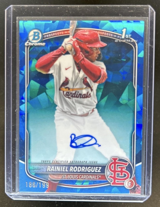 2025 Bowman Chrome Sapphire Rainiel Rodriguez Auto 1st Prospect #/199 Cardinals