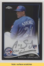 2014 Chrome Rookie Silver & Black Refractor 13/25 Aaron Sanchez Auto READ 0k2