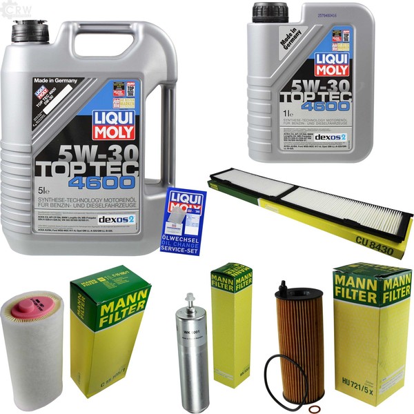 Mann Inspektionspaket 6L Liqui Moly Top Tec 4600 5W-30 FüR BMW 3Er Touring E91-image