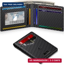 Men's Slim Leather Wallet RFID Blocking 17 Cards Capacity Minimalist Bifold Gift