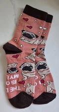 Women's Unisex Pug I Can't Get Up The Dog Is In My Lap Socks New Without Tag