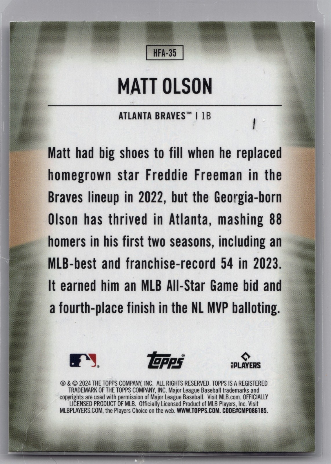 2024 Topps Chrome Update Series - Home Field Advantage Matt Olson #HFAC-40