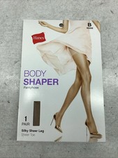 Hanes Body Shaper Pantyhose Sheer Toe Silky Leg B Nude