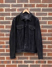 All Saints Mens HAZEL Leather Trucker Jacket LARGE Bomber Biker AllSaints B113