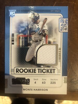 2021 Panini Contenders Monte Harrison Rookie Ticket Patch #RTJ-MH Marlins