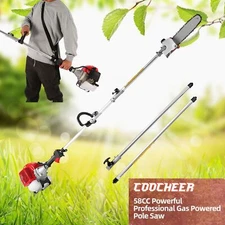 COOCHEER 58CC Gas Power Pole Saw 11.5'' Guide Bar 2-Cycle Pole Chainsaw Outdoor#