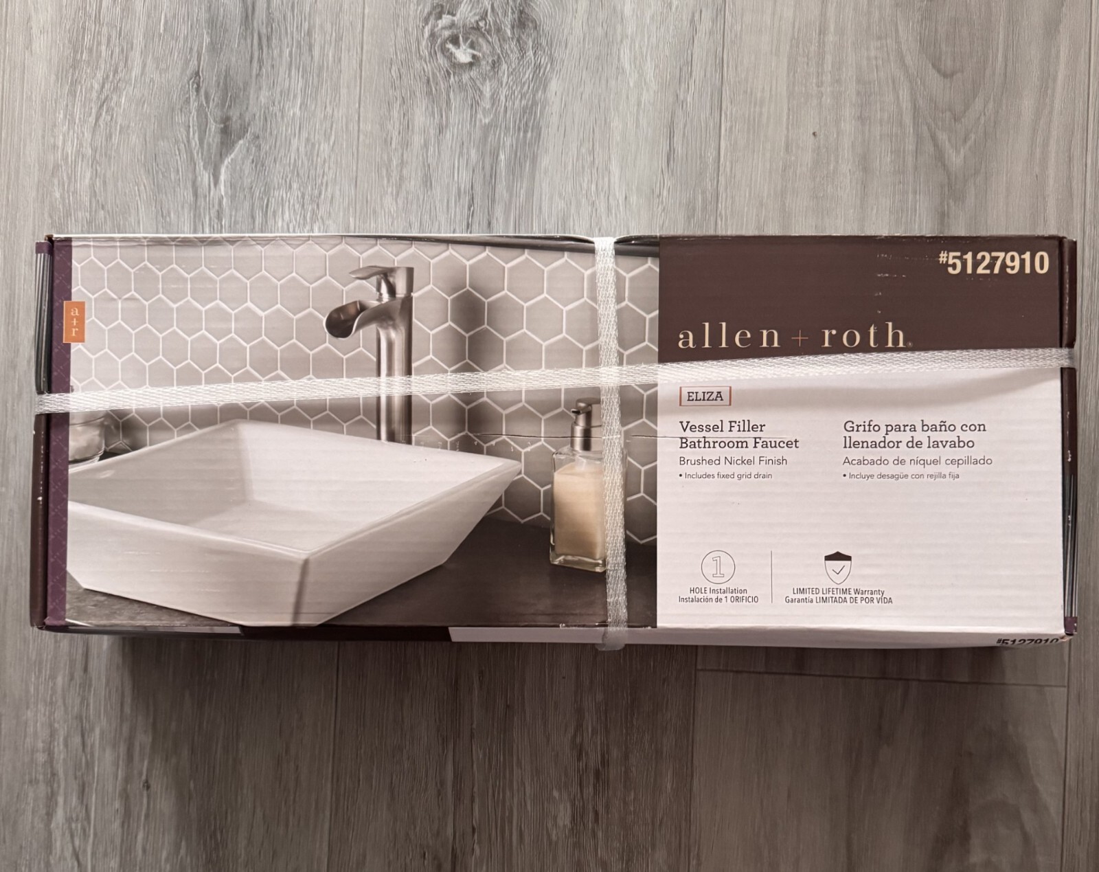 ALLEN + ROTH Eliza Brush Nickel Vessel WaterSense Waterfall Bathroom ...