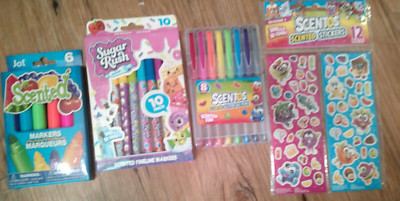 NEW LOT of SCENTOS scented stickers gel pens markers & sugar rush markers