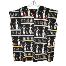 Egyptian Black Short Sleeve Plus Size Mini Dress Round Neck Tunic Cotton