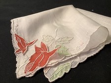 10471  Vintage Madeira Floral 3D Rose Wedding Handkerchief