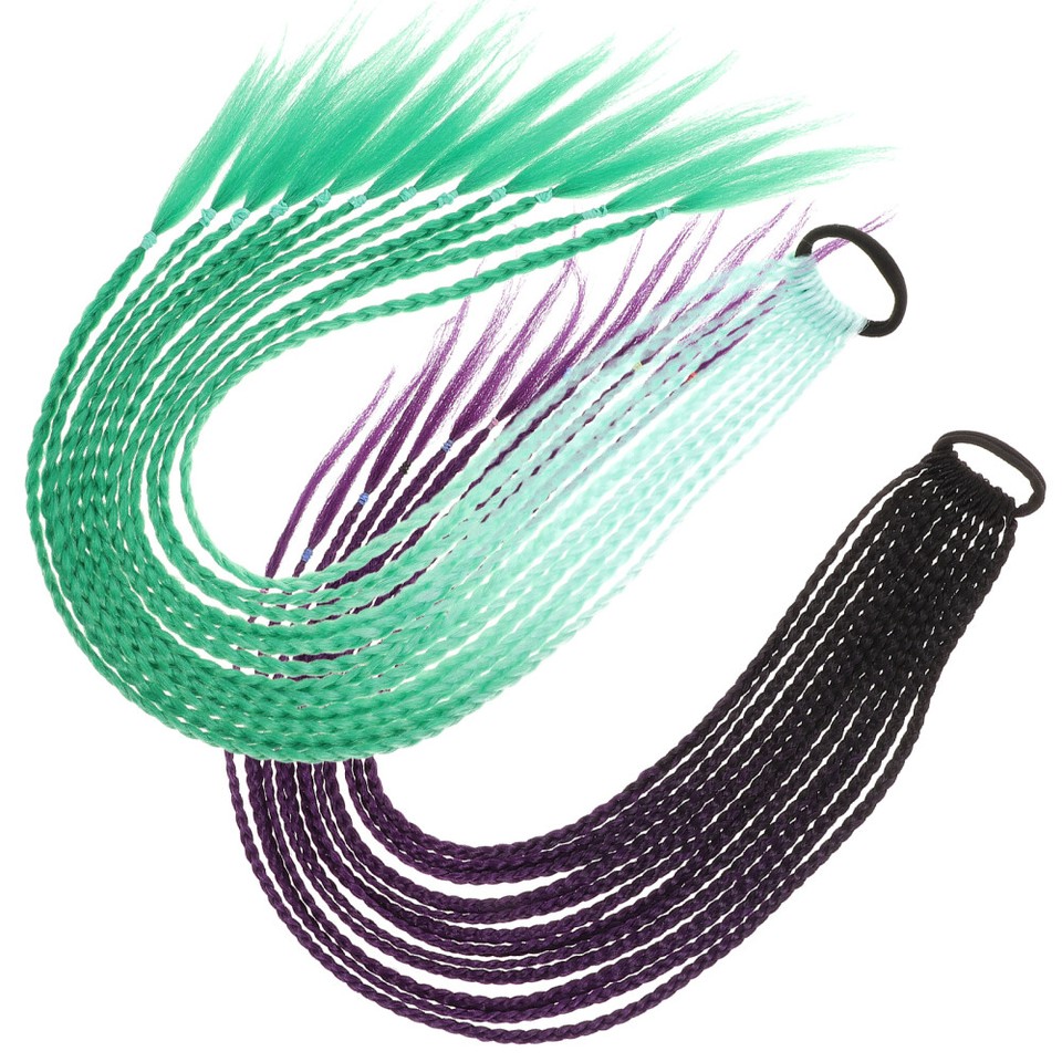 2 PCS Braid Extensions Synthetic Ponytail Hair Tie Faux Scrunchie eBay