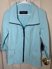 Cheryl Nash Wind Ridge Zip Up Sky Blue Vanessa Womens Jacket Medium Nwt
